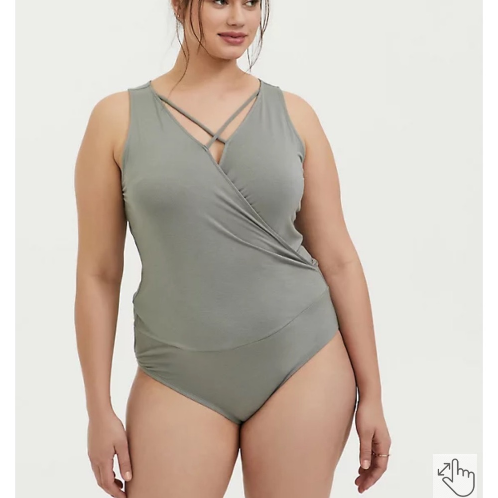 Soft Sage Green Crisscross Bodysuit (T7)
